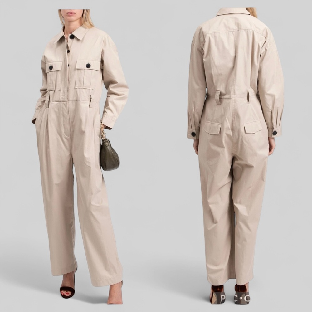Ba&sh Worker Style Jumpsuit Beige